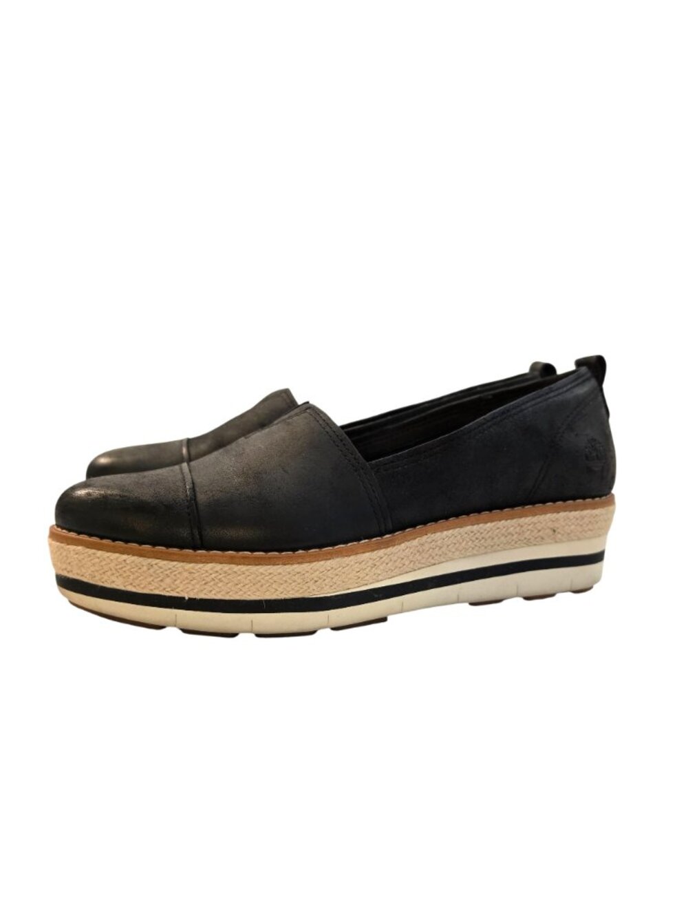 Timberland Emerson Point Black Leather Platform Espadrille Slip On Womens 10 - Picture 4 of 11